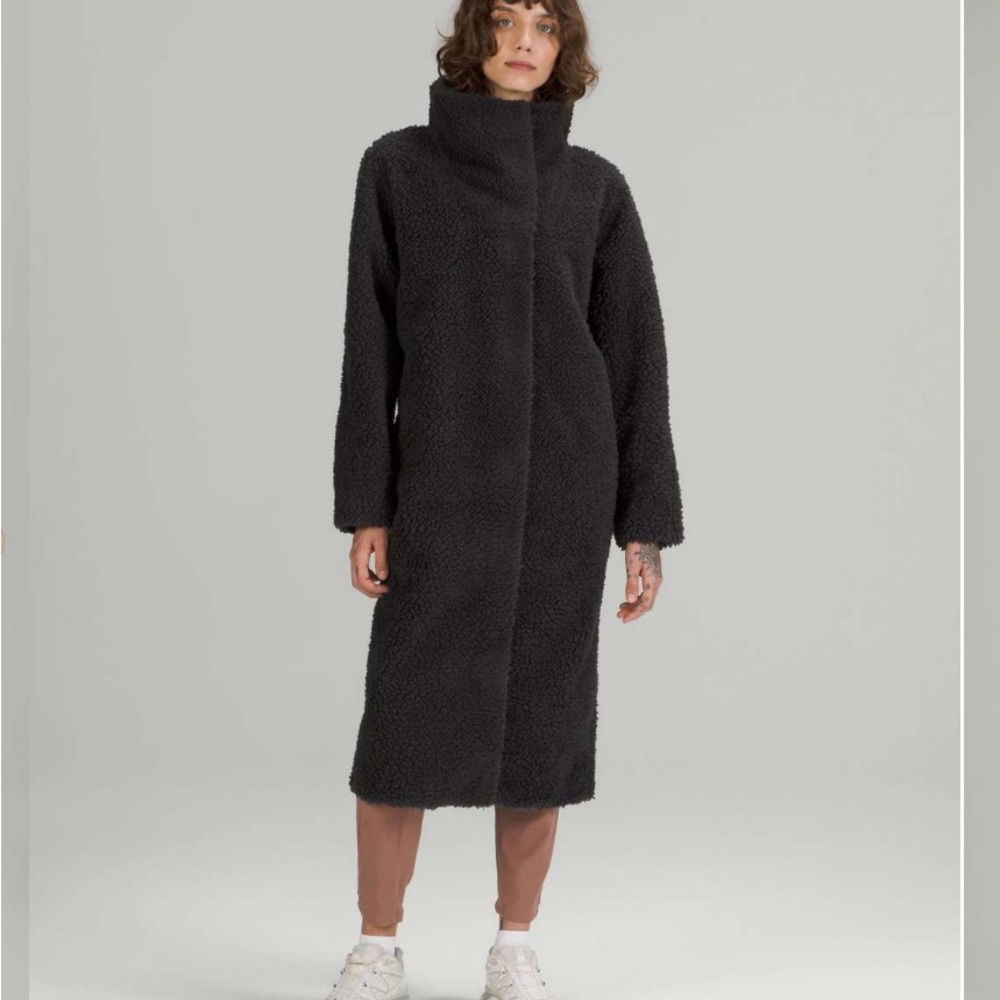 Lululemon Lab Textured Fleece Funnelneck Coat, Black 4
